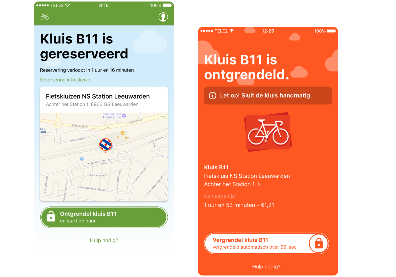 ParkMyBike is een native app waarmee gemakkelijk een fietskluis gereserveerd, geopend en vergrendeld kan worden.